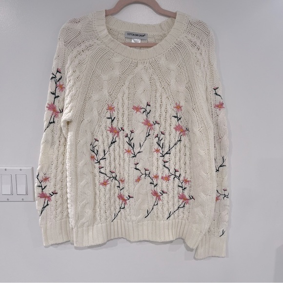 Cotton Emporium Sweaters - Cotton Emporium Embroidered Ivory Sweater Women’s Sz XL